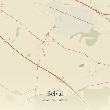 Vintage map of Belval, France.