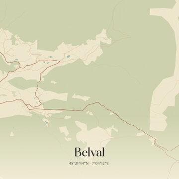 Vintage map of Belval, France.