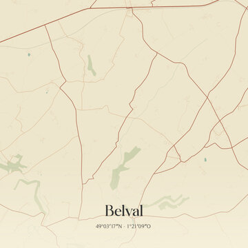 Vintage map of Belval, France.