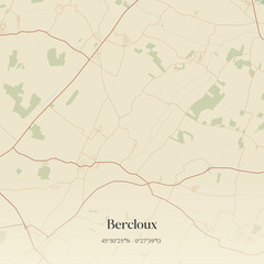 Fototapeta premium Vintage map of Bercloux, France.