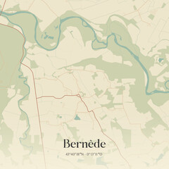Vintage map of Bern&egrave;de, France.