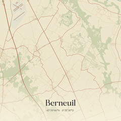 Obraz premium Vintage map of Berneuil, France.