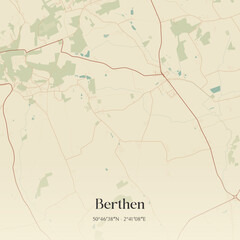 Fototapeta premium Vintage map of Berthen, France.