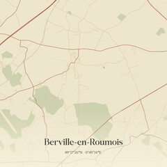 Fototapeta premium Vintage map of Berville-en-Roumois, France.