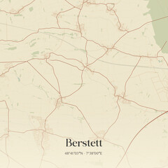 Fototapeta premium Vintage map of Berstett, France.