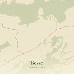 Fototapeta premium Vintage map of Besse, France.