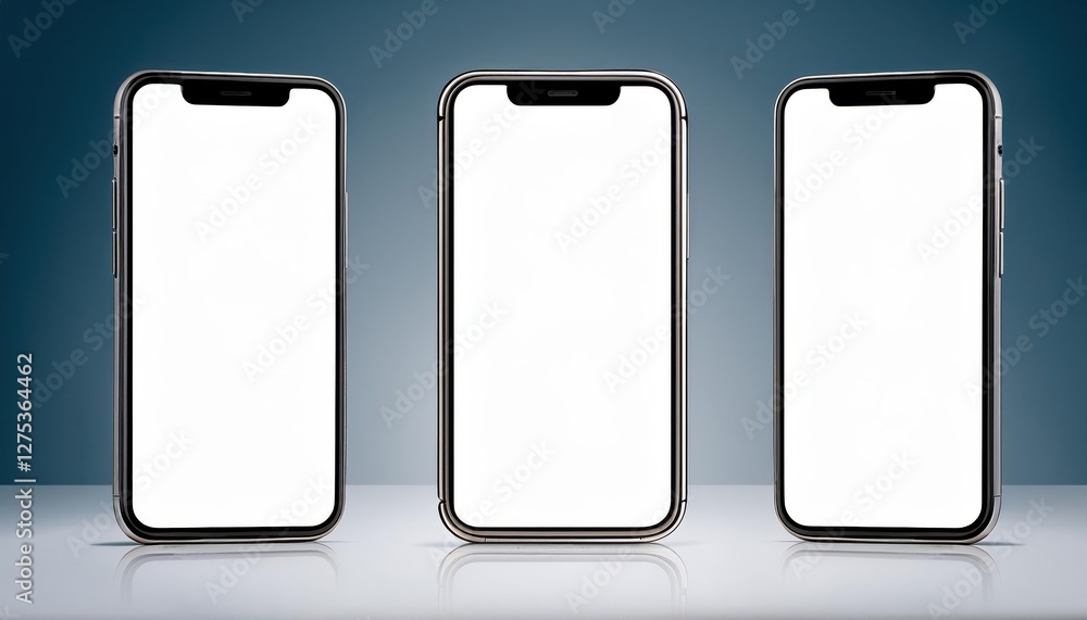 Aufkleber minimalist smartphone mockup blank screen showcasing a modern device in three angles front and side 