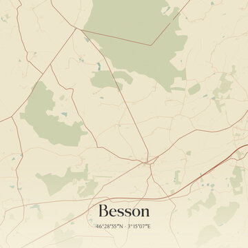 Vintage map of Besson, France.