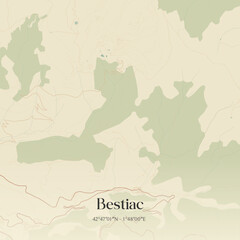 Obraz premium Vintage map of Bestiac, France.