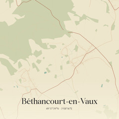 Fototapeta premium Vintage map of Béthancourt-en-Vaux, France.
