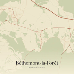 Obraz premium Vintage map of Béthemont-la-Forêt, France.