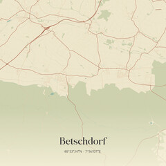 Obraz premium Vintage map of Betschdorf, France.