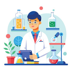 doctor doing his research in his lab vector