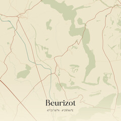 Obraz premium Vintage map of Beurizot, France.