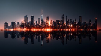 Fototapeta premium Urban Renewal: Cityscape Transitioning from Dark to Light Symbolic of Economic Recovery