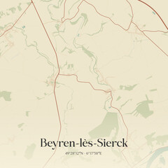 Obraz premium Vintage map of Beyren-lès-Sierck, France.