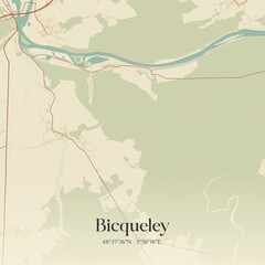 Fototapeta premium Vintage map of Bicqueley, France.