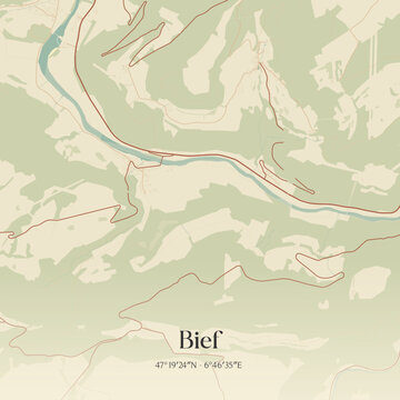 Vintage map of Bief, France.