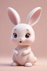 Obraz premium Charming 3D cartoon rabbit, perfect for children's designs, Easter themes, or cute illustrations. Sweet addition to any creative project or marketing material.