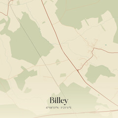 Obraz premium Vintage map of Billey, France.