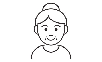Obraz premium シンプルなおばあさんのアイコン 高齢女性のピクトグラムイラスト