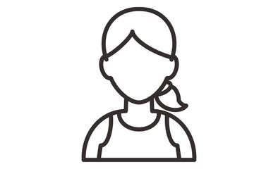 シンプルな女性のアイコン ポニーテールの人物イラスト