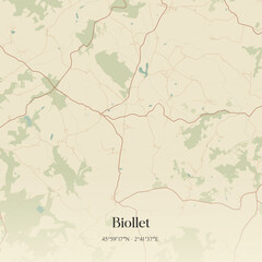 Fototapeta premium Vintage map of Biollet, France.