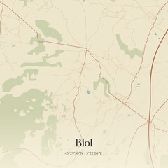 Fototapeta premium Vintage map of Biol, France.
