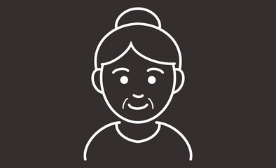 シンプルなおばあさんのアイコン 高齢女性のピクトグラムイラスト
