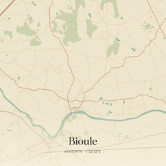Obraz premium Vintage map of Bioule, France.