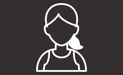 シンプルな女性のアイコン ポニーテールの人物イラスト