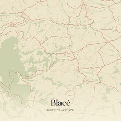 Vintage map of Blac&eacute;, France.
