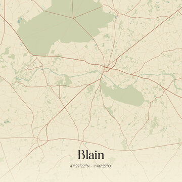 Vintage map of Blain, France.