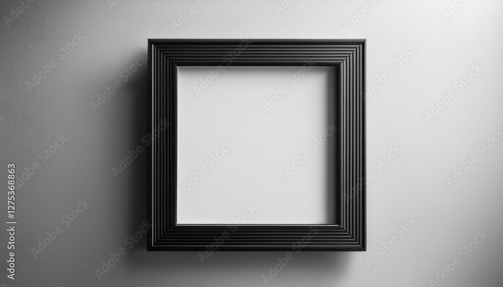 Poster striking 3d illustration of a square black frame against a white backdrop, adding a modern touch to 