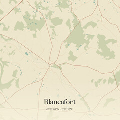 Vintage map of Blancafort, France.
