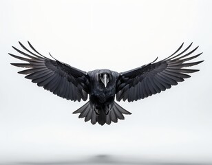 Fototapeta premium Raven in Flight, Wings Spread Wide