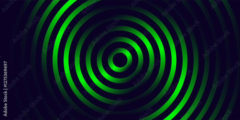 Poster blue and green abstract background with glowing circles. swirl circular lines pattern. geometric spi