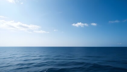Obraz premium Simple calm blue sea, ocean under a blue sky. Calm mood, mood photo, sea, sky background. Landscape. heaven, dawn. Spiritual, wellness, meditation, summer, zen. 