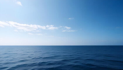 Simple calm blue sea, ocean under a blue sky. Calm mood, mood photo, sea, sky background. Landscape. heaven, dawn. Spiritual, wellness, meditation, summer, zen. 