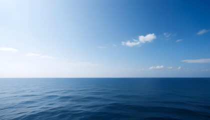 Obraz premium Simple calm blue sea, ocean under a blue sky. Calm mood, mood photo, sea, sky background. Landscape. heaven, dawn. Spiritual, wellness, meditation, summer, zen. 