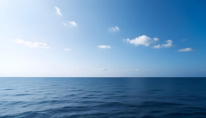 Obraz premium Simple calm blue sea, ocean under a blue sky. Calm mood, mood photo, sea, sky background. Landscape. heaven, dawn. Spiritual, wellness, meditation, summer, zen. 