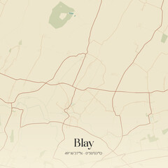 Vintage map of Blay, France.