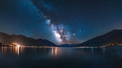 Starry night sky with the glowing Milky Way