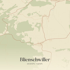 Obraz premium Vintage map of Blienschwiller, France.