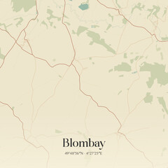 Fototapeta premium Vintage map of Blombay, France.