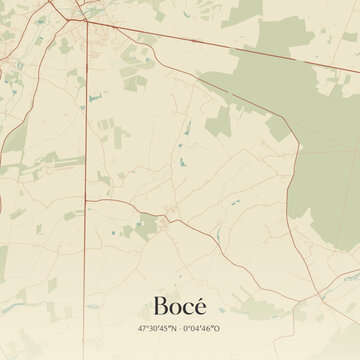 Vintage map of Boc&eacute;, France.