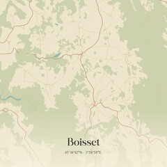 Fototapeta premium Vintage map of Boisset, France.