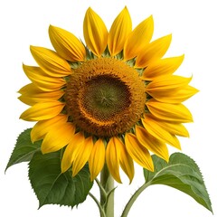 Single Sunflower Isolated on White Background