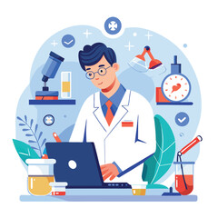 doctor doing his research in his lab vector