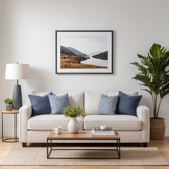 Cozy Living Room with Landscape Artwork